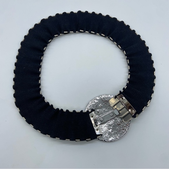 Vintage 80s Silver Metallic Stretch Belt OS - Picture 4 of 7